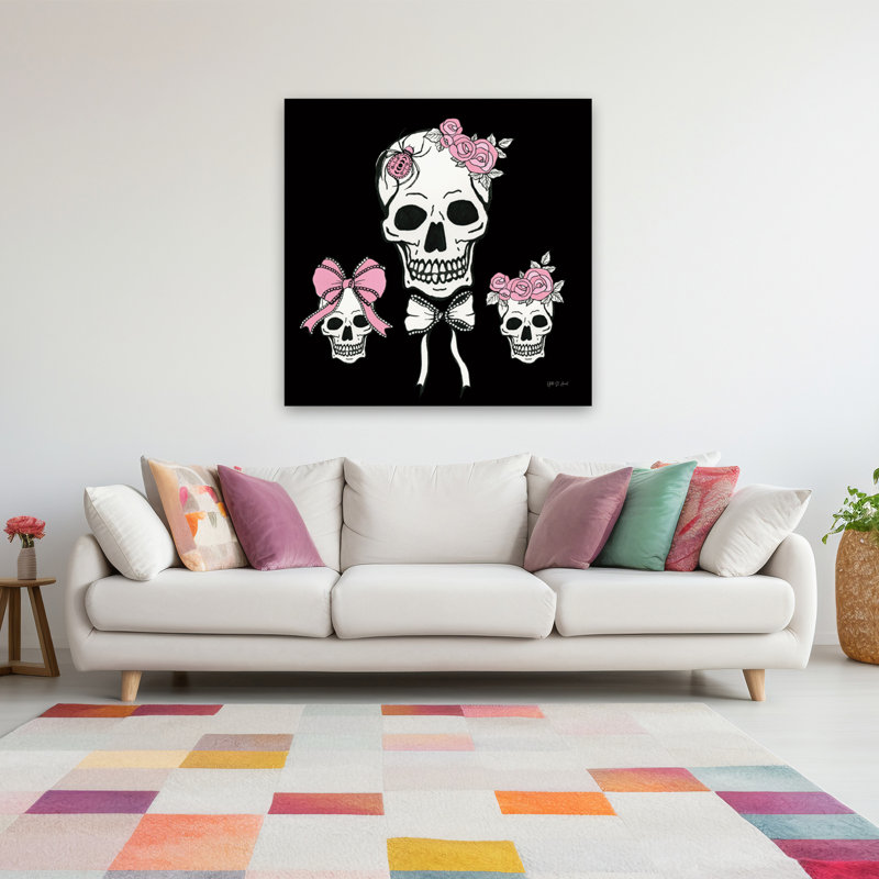 Coquette Skulls, art contemporain, H 48 po x l 48 po