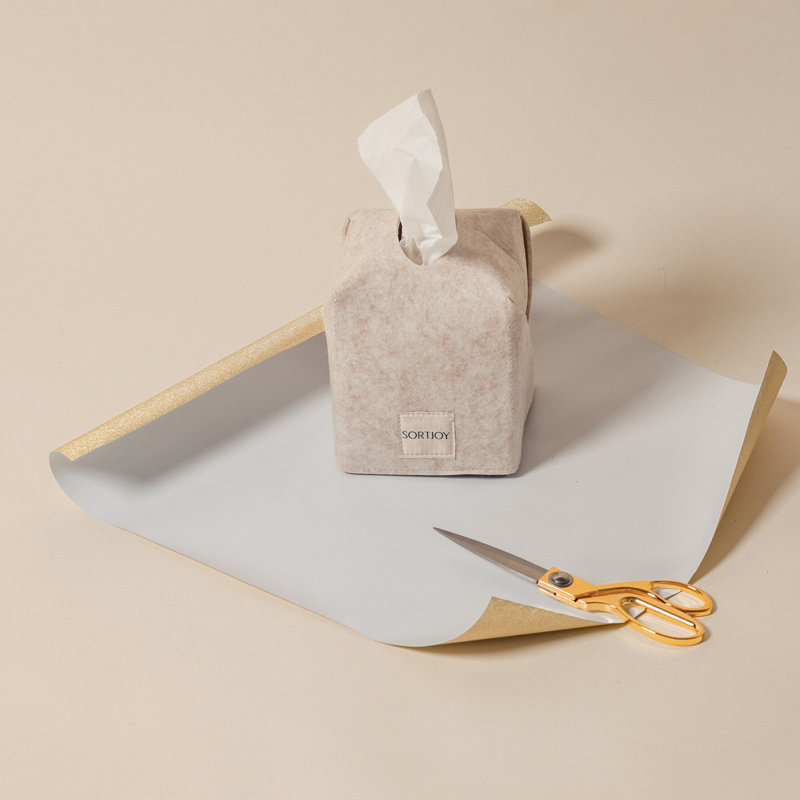 Couvre-boîte de papiers-mouchoirs, Beige