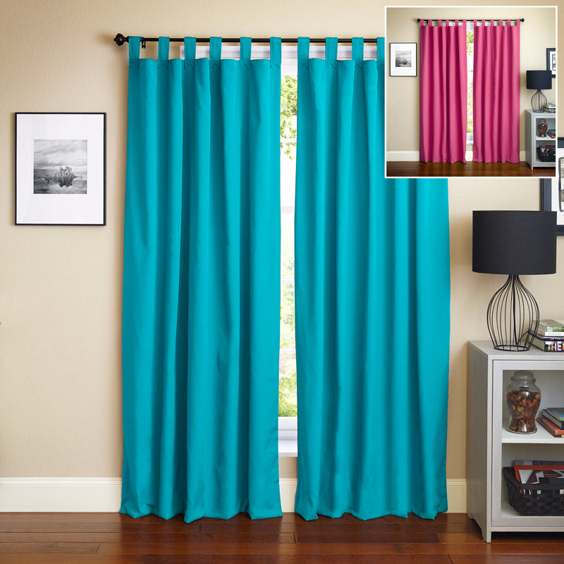 Paire de rideaux isolants avec pattes Cotswold, Bleu turquoise / baie, l 52 po x L 84 po