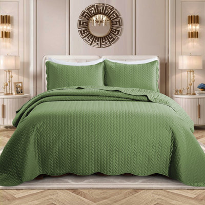 Premium Embossed Microfiber Bedspread Set – California King Size, Contemporary Style.