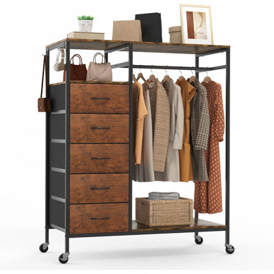 CD006 102cm Rolling Portable Wardrobe