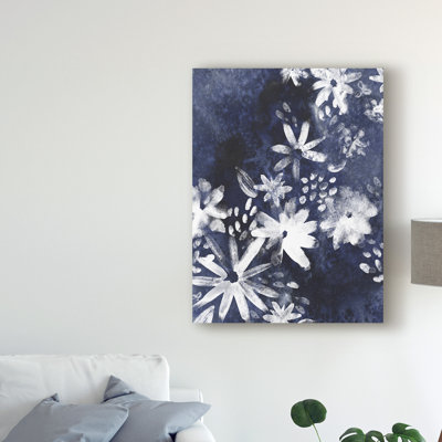 « indigo floral geste i », reproduction de peinture à l’acrylique sur toile tendue