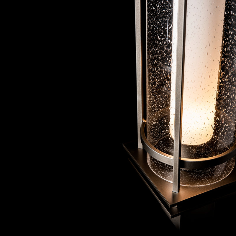 Torch Outdoor Post Light - Opal and Seeded Glass, Coastal Dark Smoke