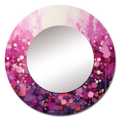 Magenta Magic - Landscapes Unique Wall Mirror Decor, Modern Large Round Mirror, Printed Metal Art