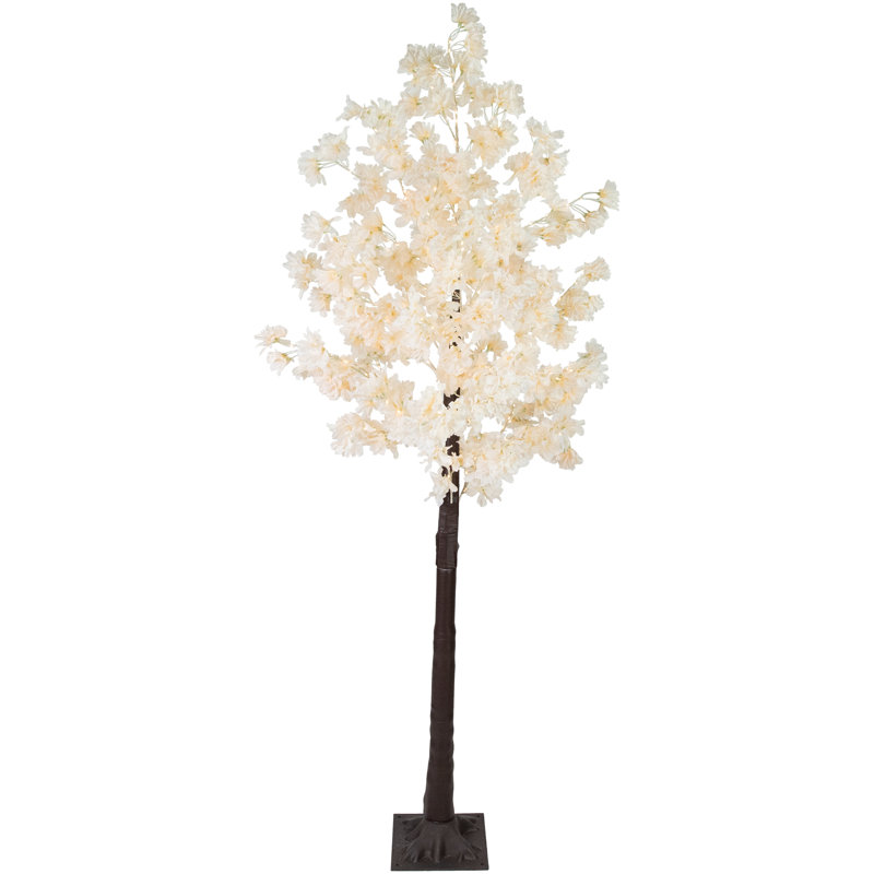 6' White Floral Outdoor LED Lighted Tree with Bendable Branches