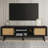 63'' Dark Rattan Arlette With 2 Storage Cabinets, Ideal For 65 Inch TV And Modern Living Spaces, Entertainment Center With Solid Wood Legs