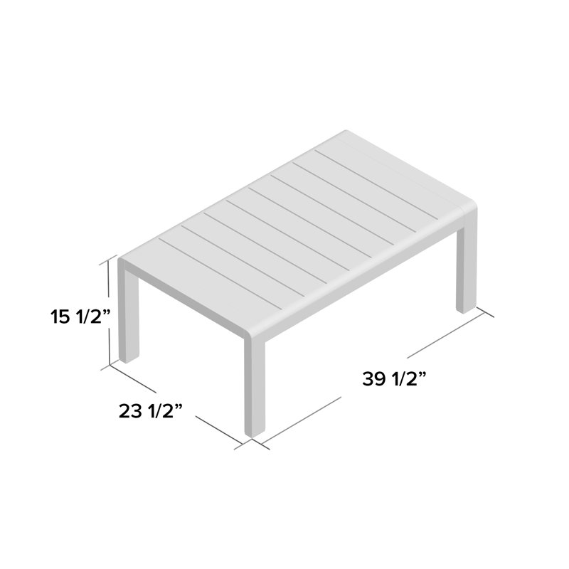Shoreline Silver Gray Aluminum Outdoor Patio Coffee Table