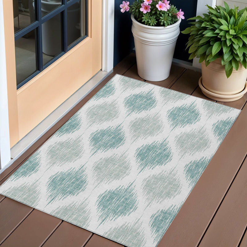 Tapis bleu sarcelle ivoire et ivoire ivoire 3 pi x 5 pi