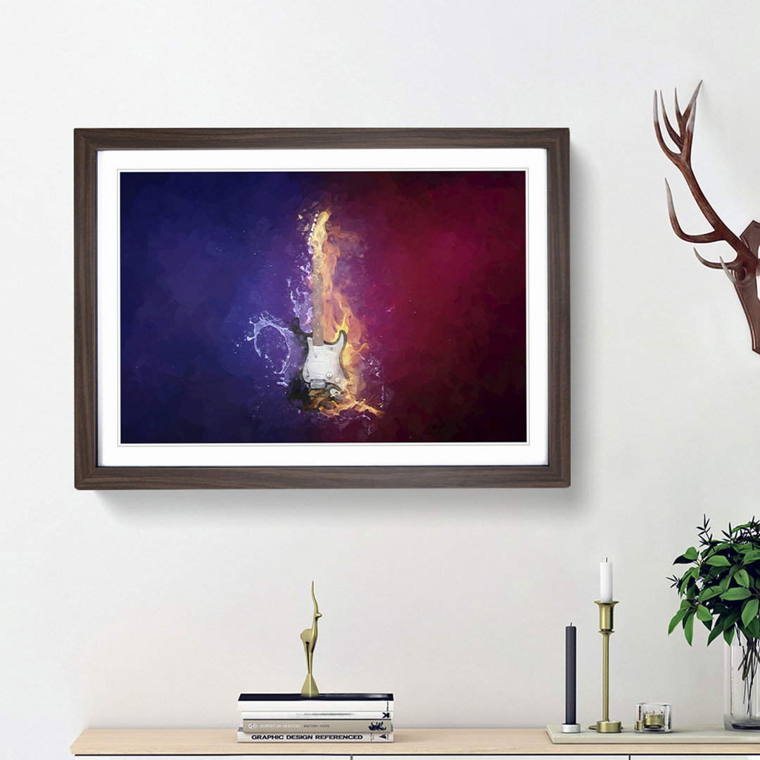 Electric Guitar Elements in Abstract - Picture Frame Painting Print