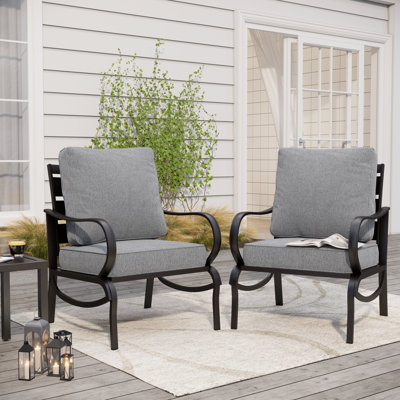 Chaise de patio en métal avec coussins Argirios (ensemble de 2)
