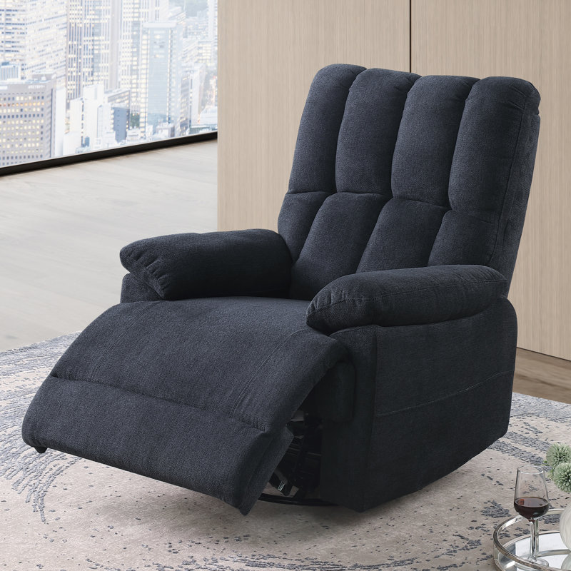 35.3" Wide Electric Power Swivel Rocker Recliner With USB Port, Black