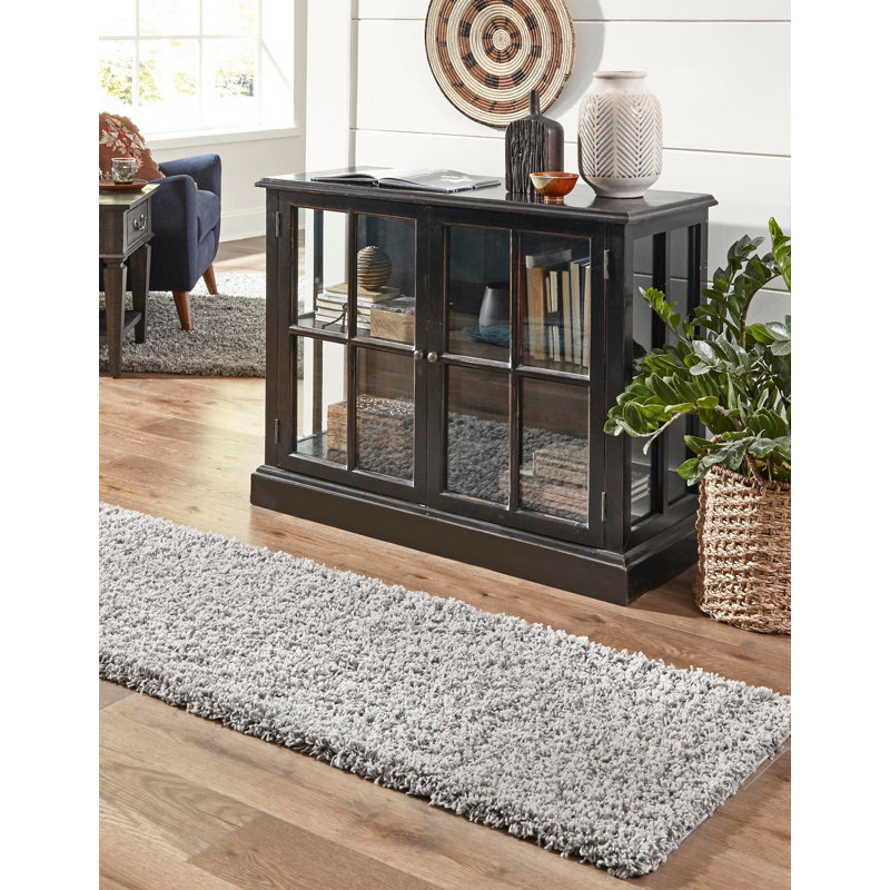 Tapis Santosha à poils longs, Tapis de couloir 2 pi 7 po x 10 pi, Taupe