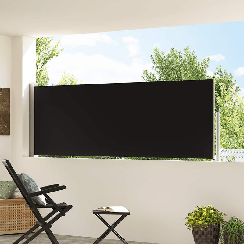 Auvent de patio rétractable en polyester, Noir, H 39,4 po x l 118,1 po