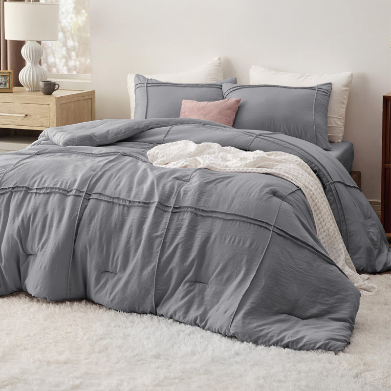 Ensembles de literie Bedure, Gris, Édredon double + 3 pièces supplémentaires