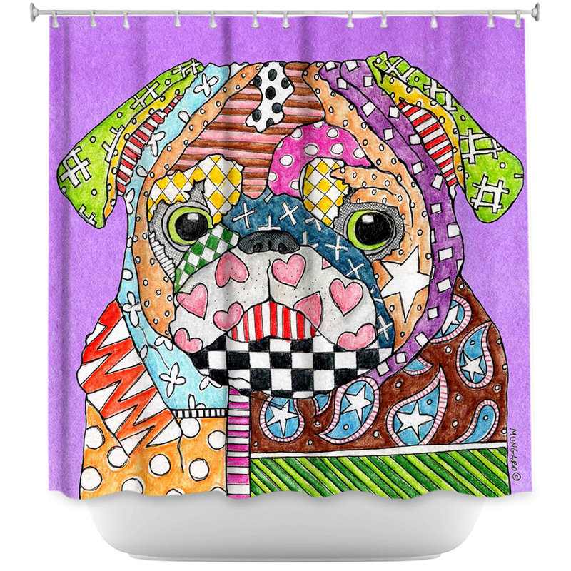Rideau de douche simple Pug, Mauve