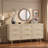 Rattan 9 Drawer Dresser with Solid Wood Legs, Black Wood Dresser with Metal Handles