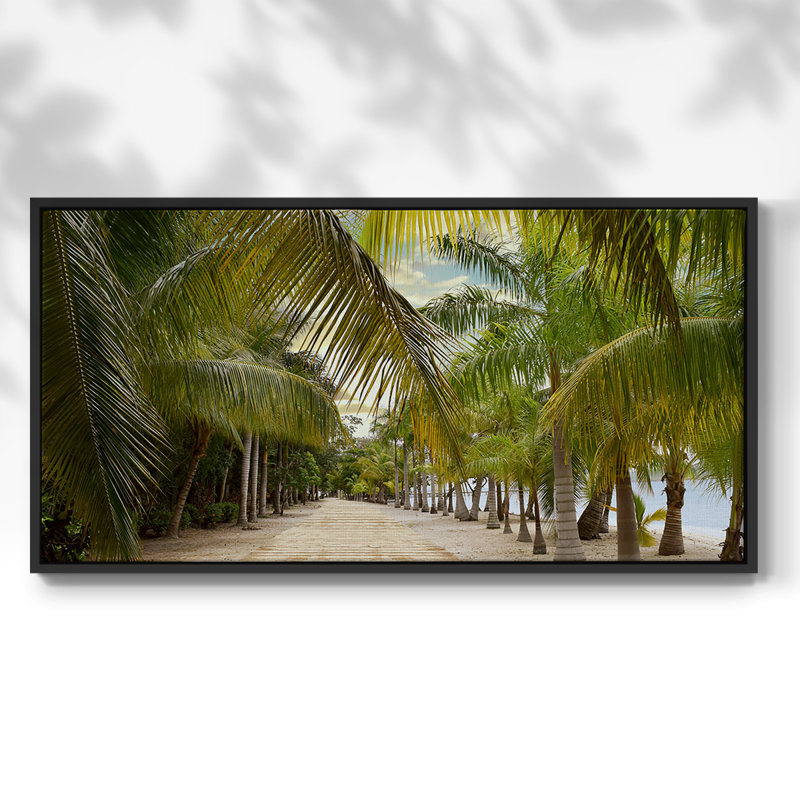 Passerelle tropicale - Toile tendue avec châssis encadré - Prêt à accrocher, Noir, H 17 po x l 33 po