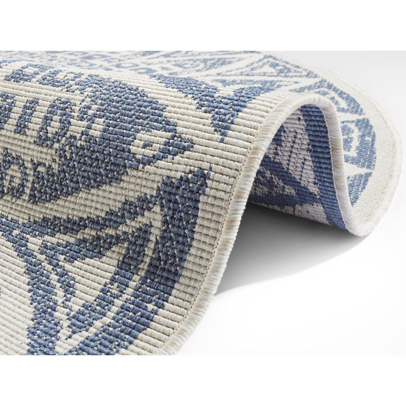Lilja Flatweave Blue Rug, Round 100cm