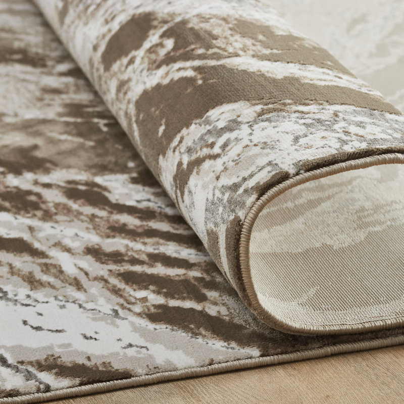 Narooma Mocha Stone Marble Area Rug, Rectangle 9'6" x 13'