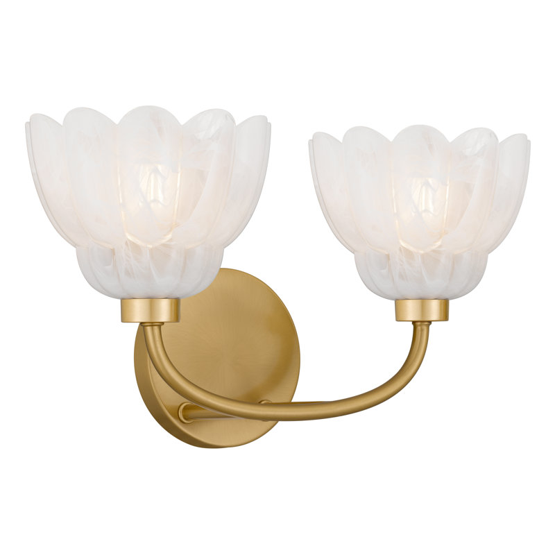 Éclairage pour salle de bain 2 lumières Whitecap, Deux lumières, Or brossé, Blanc
