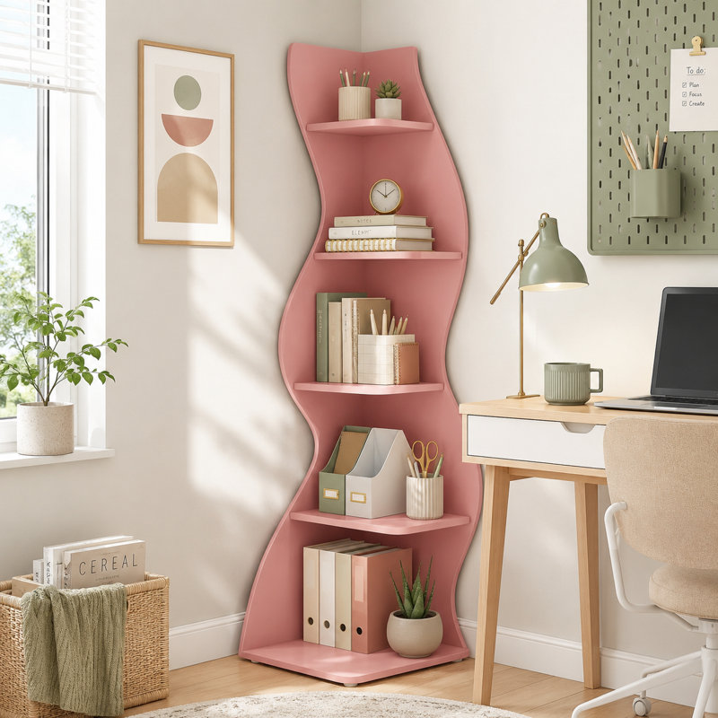 Élégante bibliothèque d'angle universelle