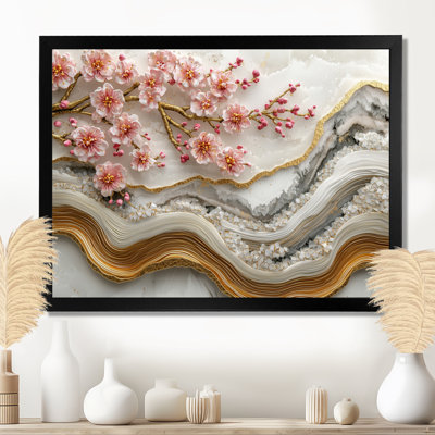Marble Cherry Blossom Trees Poetry Of Petals I - Cherry Blossom Wall Art