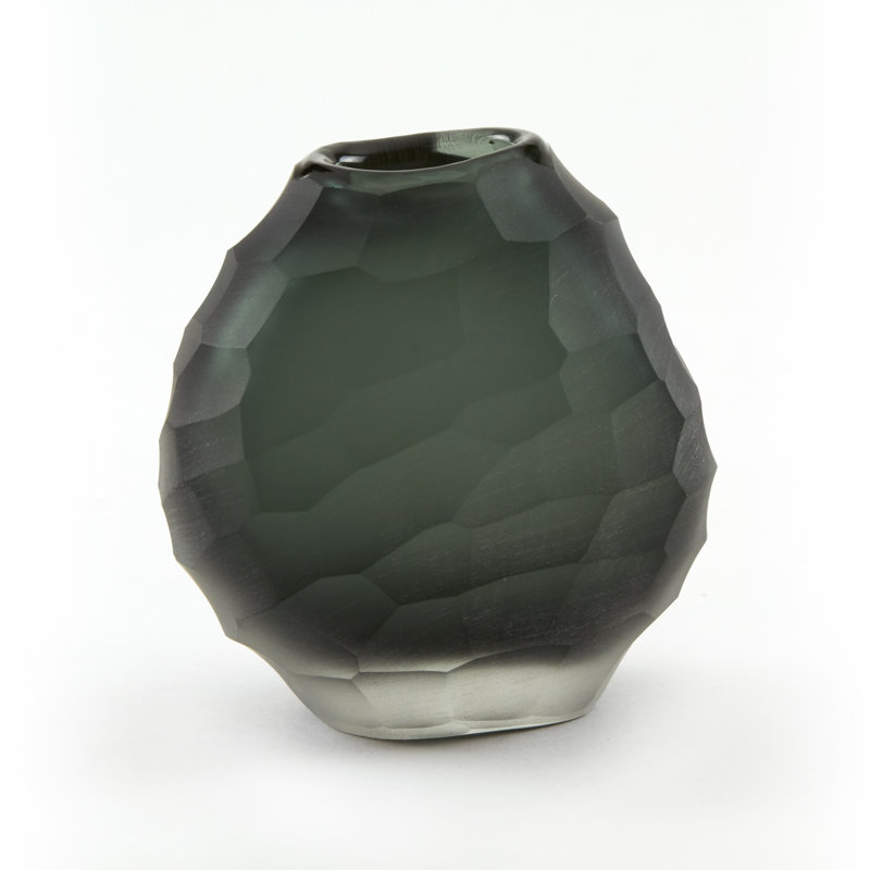 Vase de table en verre, H 5,1 po x l 4,7 po x P 2,5 po, Blanc