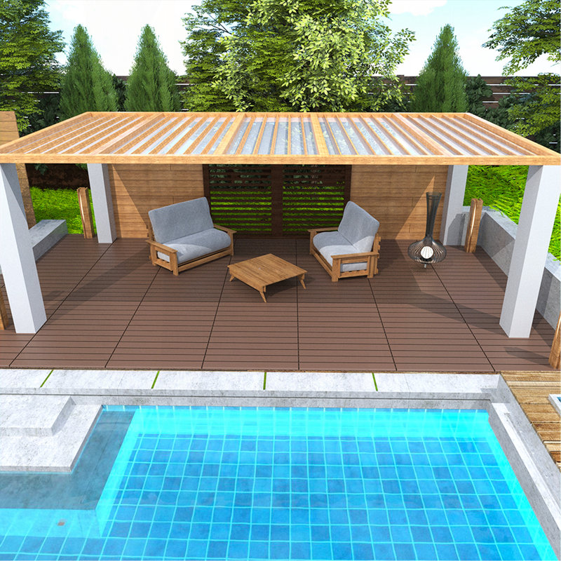 Carreaux de terrasse 2 pi, Rouge / Brun
