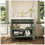 Lavabo de salle de bain 35,6 po Mid-Century avec verre à motif et bande lumineuse à capteur de mouvement, meuble-lavabo sur pied Farmhouse avec rangement, meuble-lavabo haut de gamme pour salle de bain, vert-1100970243
