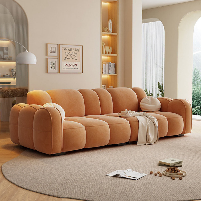 French Cream Modern Simple Sofa 82.68'' Upholstered