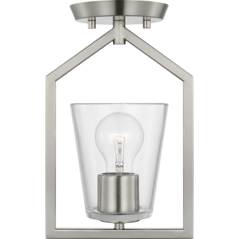 Plafonnier semi-encastré en verre Kyeler, Nickel brossé