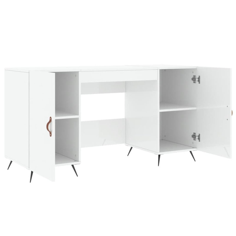 Samara Iron Writing Desk, High Gloss White