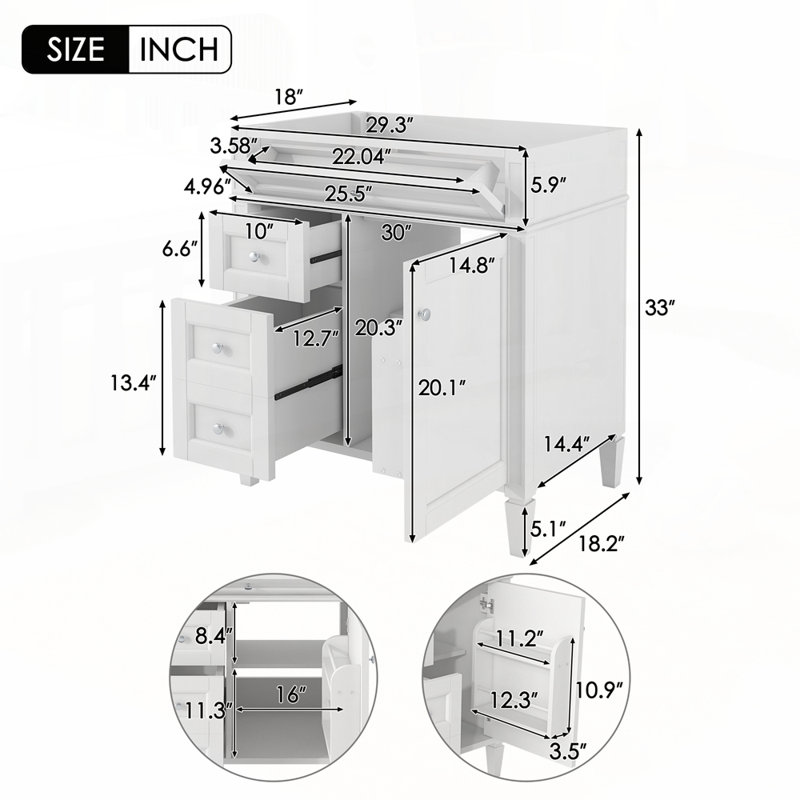 Meuble-lavabo moderne avec rangement abondant et design élégant, Blanc