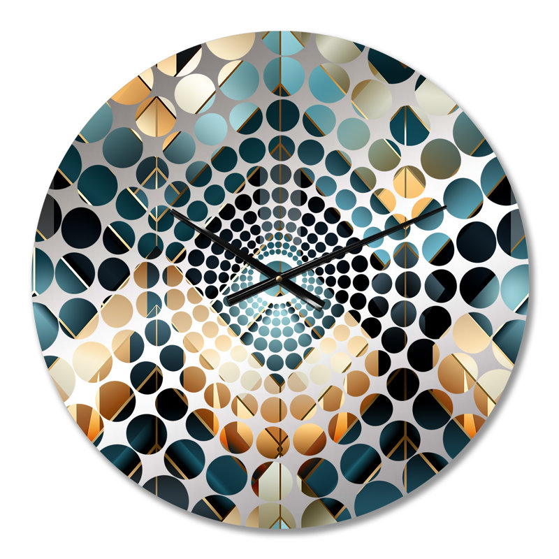 Horloge murale à motif chevron bleu et doré, Petit