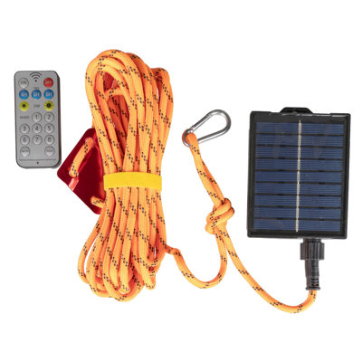 Corde de paracorde solaire lumineuse Festive Living, corde de lueur orange à énergie solaire de 23 pi avec télécommande, 8 modes d'éclairage + minuterie, pile de 500 mAh, étanche IP66 pour le camping en plein air