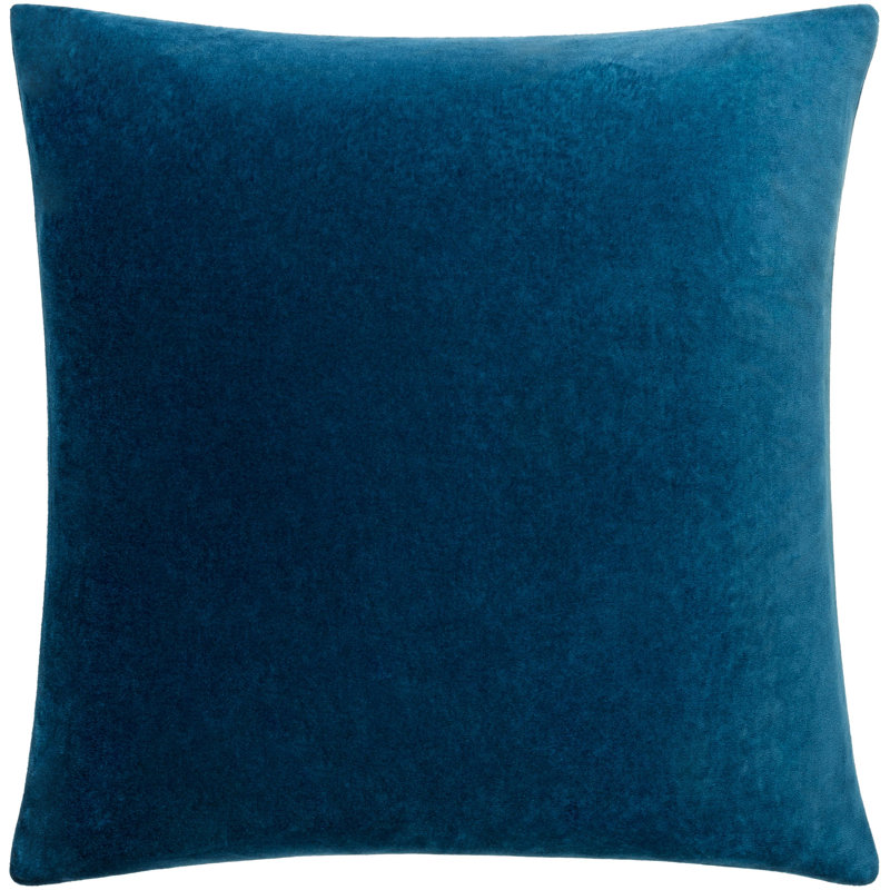 Denny Cotton Throw Pillow, Pillow Cover Only - No Insert, Prussian Blue, Square 18"