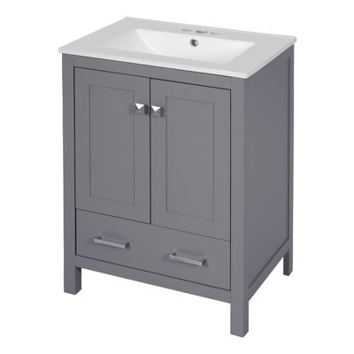 Meuble-lavabo de 48 po avec lavabos doubles en céramique et beaucoup de rangement