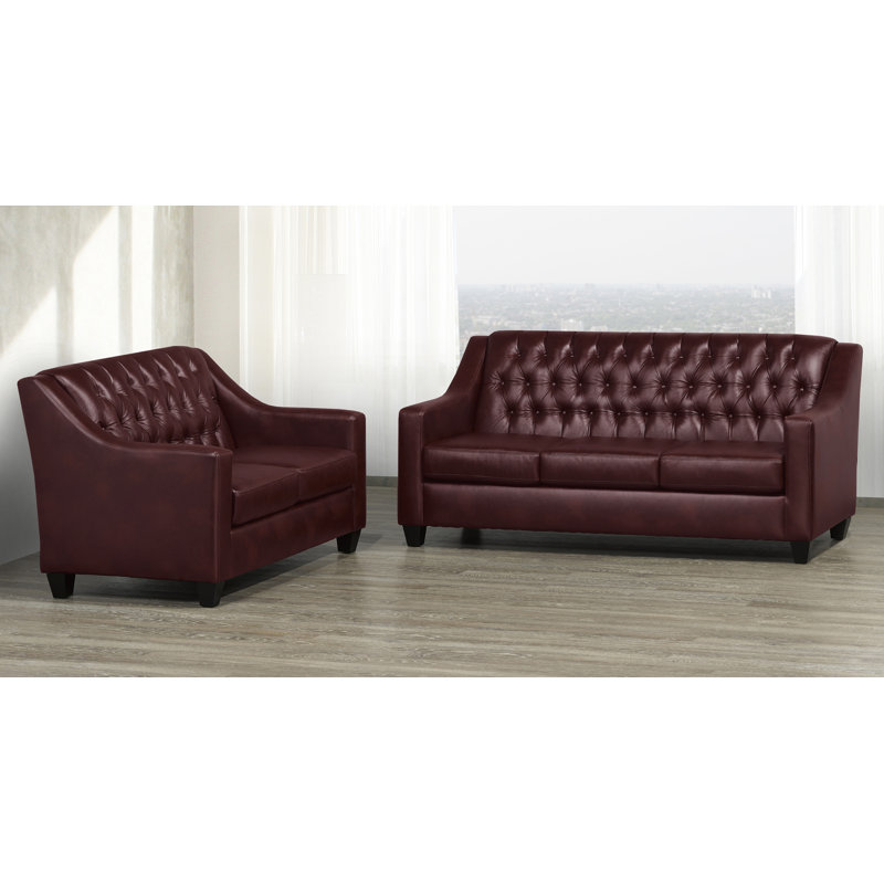 Ensemble de salon 2 pièces Debolt, Cuir cerise assorti