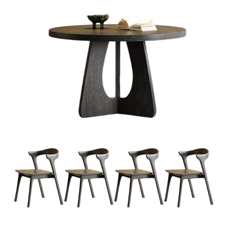 Ensemble de table de salle à manger rond unique en bois de frêne, H 29,53 po x L 51,18 po x l 51,18 po