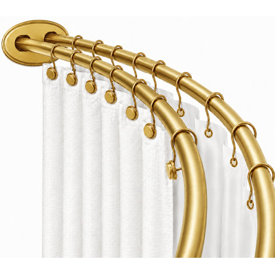 Utopia Alley Signature Aluminum Series Double Curved Shower Curtain Rod, Adjustable 45-72 Inch, Rustproof Aluminum, Dual Rod Design, Separates Curtain & Liner, Adds 8 Inches More Space, Bright Gold