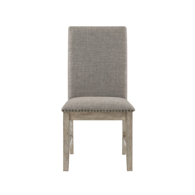 Of 2 Dining Side Chairs, Upholstered In Textured Fabric, Gray, With Brownish Gray Legs Brown 20" Seat Width,