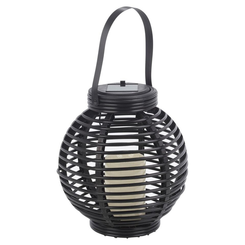 Warm White LED Solar Lantern Hanging Round/Cylindrical with Handle Garden Decor