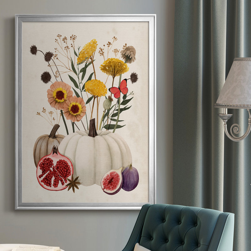 Fall Botanicals I, toile encadrée de qualité supérieure - prête à être accrochée, Cadre argenté