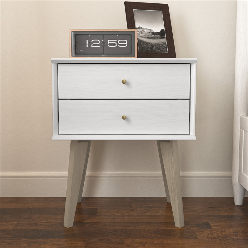 Branquinha 2 Drawer 22" H Nightstand (Set of 2), Pearl White Oak/Oslo Oak, Set of 2