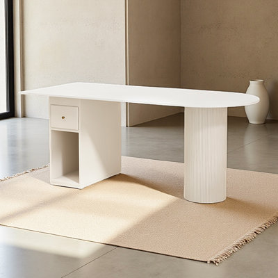 Bureau en pierre frittée blanc pur