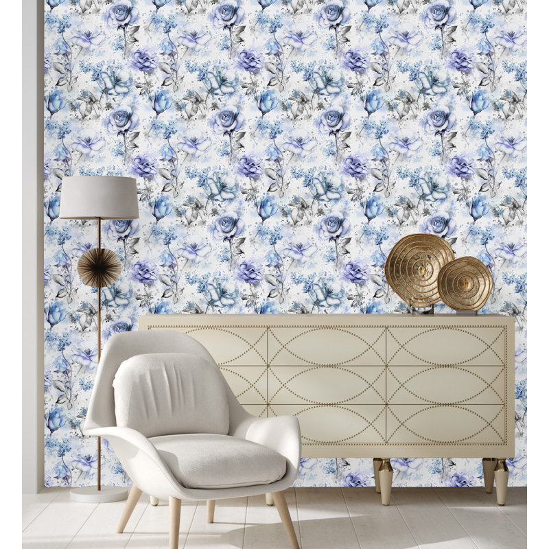 Peel & Stick Floral Tile, 2.08' W x 10.42' L