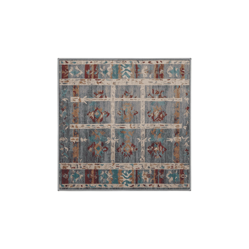 Tapis gris lavable à la machine, Carré 5 pi
