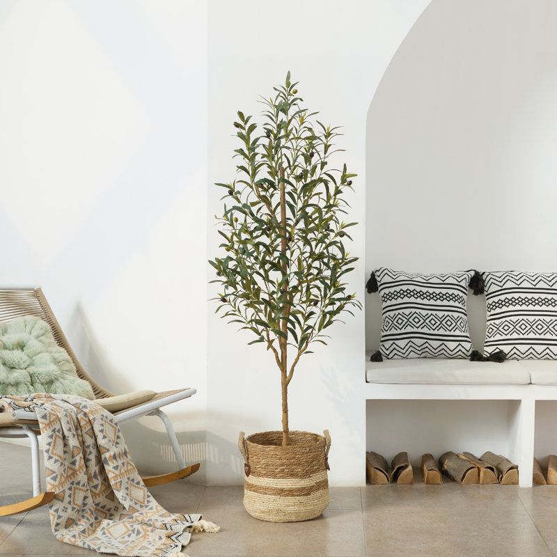 Olive artificielle Adcock avec tronc de bois véritable, plante d'olivier artificielle résistante aux rayons UV