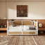 Lit de jour simple en rotin de style traditionnel avec 2 tiroirs pour un espace limité, chambre d'amis, aucun sommier nécessaire