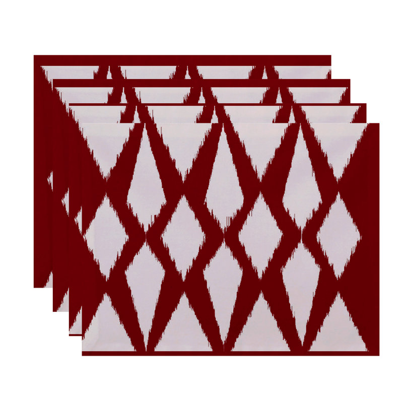 Figaro Polyester Geometric Rectangle Placemat, Red